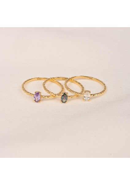 Gümüş Yüzük - Minimal Oval Mistik Topaz Taşlı Gümüş Yüzük-Oval Taşlı 925 Ayar Tek Taş Gümüş Yüzük modelleri