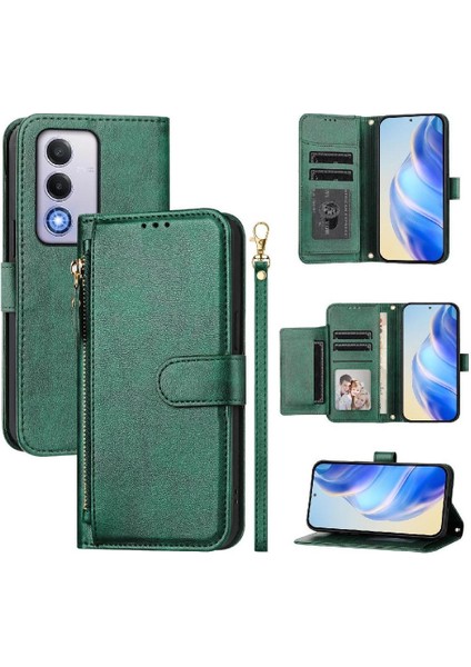 Oppo A3 Pro Fermuar Pu Deri Manyetik Kart Tutucu Için Flip Case (Yurt Dışından)