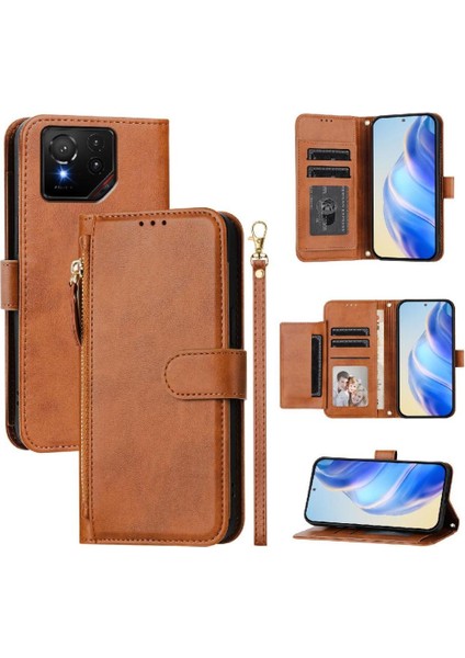 Asus Rog Telefon 9 Fermuar Kart Tutucu Pu Deri Manyetik Için Flip Case (Yurt Dışından)