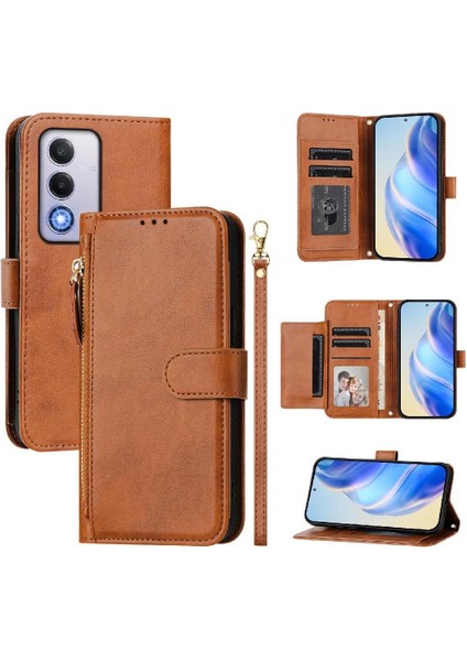 Oppo A80 Fermuar Kart Tutucu Pu Deri Manyetik Için Flip Case (Yurt Dışından)