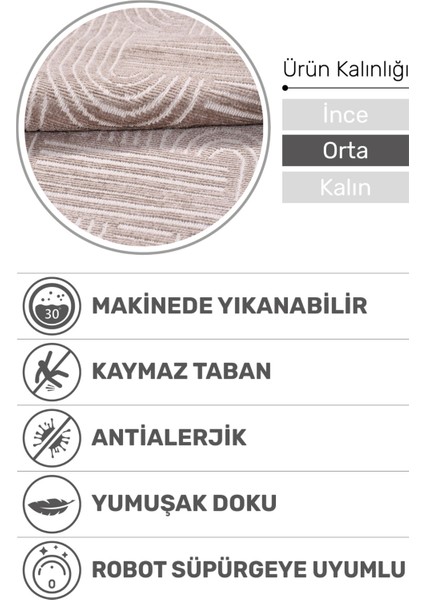 Revna Bej / Kahverengi Yıkanabilir Halı – Kaydırmaz Taban, Pamuk Dokuma, Salon Mutfak Koridor Için Uygun