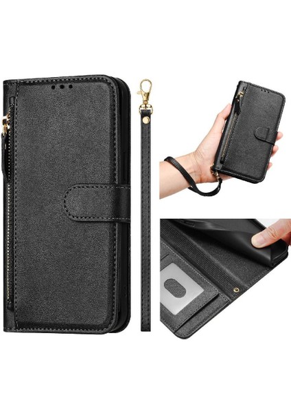 Zte Blade V60 Vita Kart Tutucu Fermuar Pu Deri Manyetik Için Flip Case (Yurt Dışından)