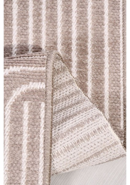 Revna Bej / Kahverengi Yıkanabilir Halı – Kaydırmaz Taban, Pamuk Dokuma, Salon Mutfak Koridor Için Uygun