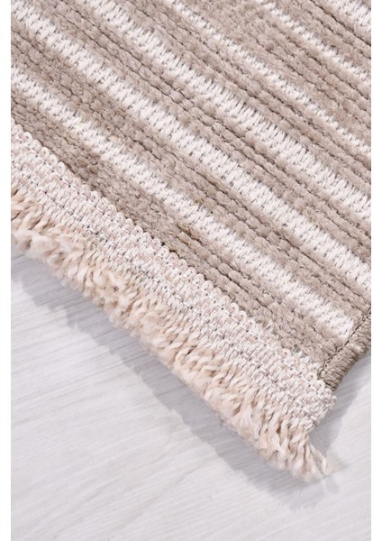 Revna Bej / Kahverengi Yıkanabilir Halı – Kaydırmaz Taban, Pamuk Dokuma, Salon Mutfak Koridor Için Uygun