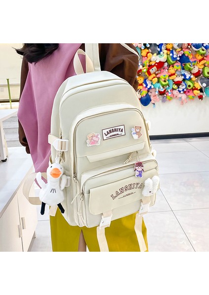 5 parçalı düz renk sırt çantası seti, büyük kapasiteli sırt çantası, basit çanta bozuk para kesesi, günlük haberci çantası, kalem çantası el çantası, (Yurt Dışından) fiyatları