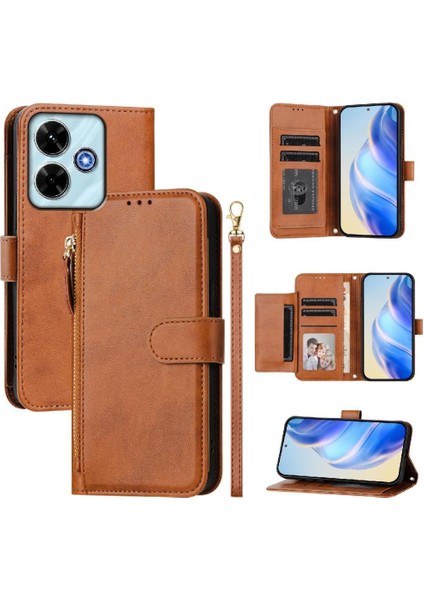 Xiaomi Redmi 13 5g Kart Tutucu Fermuar Pu Deri Manyetik Için Flip Case (Yurt Dışından)