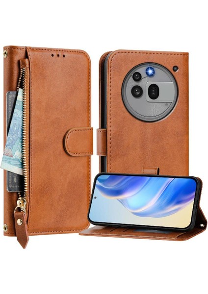 Nothing Phone 3A Pro Fermuar Pu Deri Manyetik Kart Için Flip Case (Yurt Dışından)