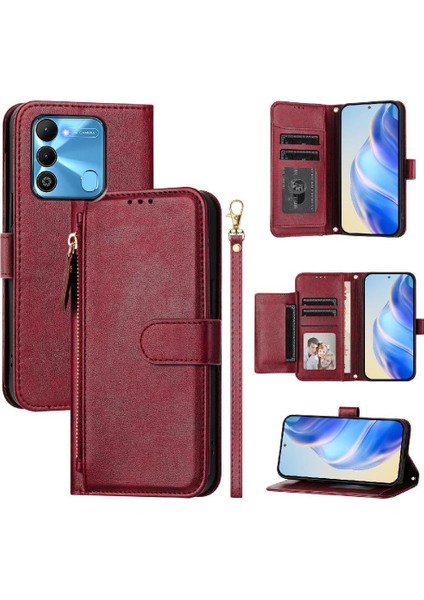 Tecno Spark 9 Premium Fermuarlı Deri Çapraz Askılı Uzun Askılı Cüzdan Kılıf Kapaklı Kartlıklı (Yurt Dışından) indirimleri