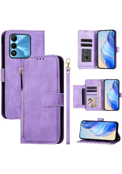 Tecno Spark 9 Premium Fermuarlı Deri Çapraz Askılı Uzun Askılı Cüzdan Kılıf Kapaklı Kartlıklı (Yurt Dışından) indirimleri