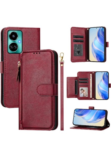 Tecno Camon 19 5g Premium Fermuarlı Deri Çapraz Askılı Uzun Askılı Cüzdan Kılıf Kapaklı Kartlıklı (Yurt Dışından)