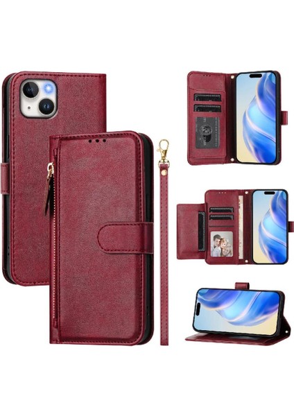 iPhone 15 Plus Premium Fermuarlı Deri Çapraz Askılı Uzun Askılı Cüzdan Kılıf Kapaklı Kartlıklı (Yurt Dışından) indirimleri