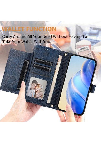 Tecno Camon 20 4g Premium Fermuarlı Deri Çapraz Askılı Uzun Askılı Cüzdan Kılıf Kapaklı Kartlıklı (Yurt Dışından)
