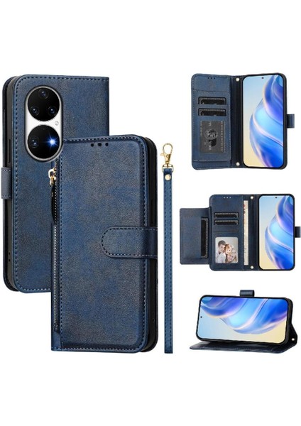 Huawei P50 Pro Premium Fermuarlı Deri Çapraz Askılı Uzun Askılı Cüzdan Kılıf Kapaklı Kartlıklı (Yurt Dışından) indirimleri