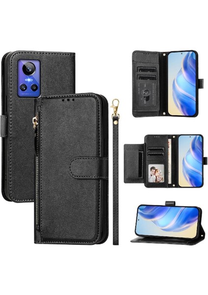 Realme Gt Neo 3 Premium Fermuarlı Deri Çapraz Askılı Uzun Askılı Cüzdan Kılıf Kapaklı Kartlıklı (Yurt Dışından) indirimleri