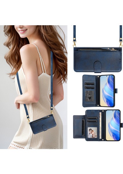 Tecno Pova 6 Neo Premium Fermuarlı Deri Çapraz Askılı Uzun Askılı Cüzdan Kılıf Kapaklı Kartlıklı (Yurt Dışından)