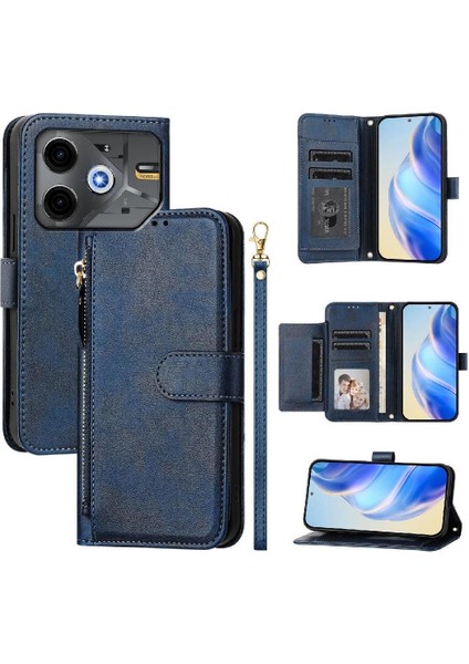 Tecno Pova 6 Neo Premium Fermuarlı Deri Çapraz Askılı Uzun Askılı Cüzdan Kılıf Kapaklı Kartlıklı (Yurt Dışından)