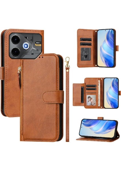 Tecno Pova 6 Neo Premium Fermuarlı Deri Çapraz Askılı Uzun Askılı Cüzdan Kılıf Kapaklı Kartlıklı (Yurt Dışından) indirimleri
