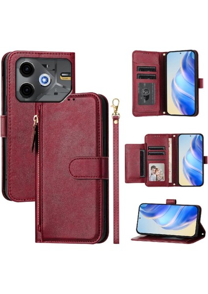 Tecno Pova 6 Neo Premium Fermuarlı Deri Çapraz Askılı Uzun Askılı Cüzdan Kılıf Kapaklı Kartlıklı (Yurt Dışından) indirimleri