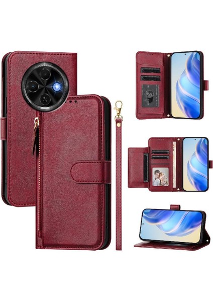 Tecno Spark 30C Premium Fermuarlı Deri Çapraz Askılı Uzun Askılı Cüzdan Kılıf Kapaklı Kartlıklı (Yurt Dışından)