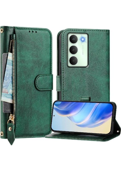 Realme 14X Premium Fermuarlı Deri Çapraz Askılı Uzun Askılı Cüzdan Kılıf Kapaklı Kartlıklı (Yurt Dışından)