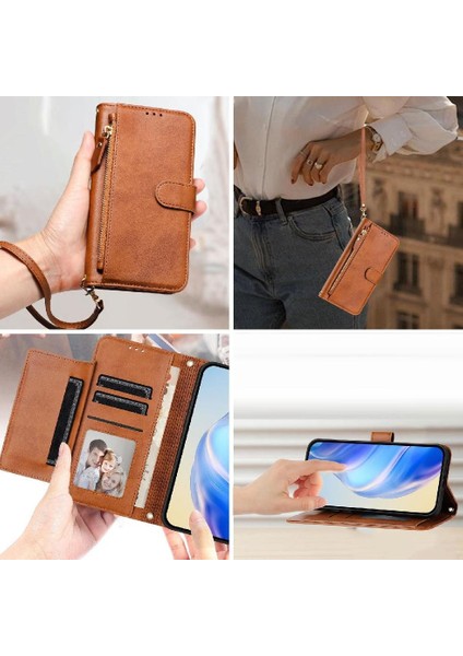 Xiaomi Poco F7 Pro 5g Için Flip Case Pu Deri Manyetik Kart Tutucu (Yurt Dışından)
