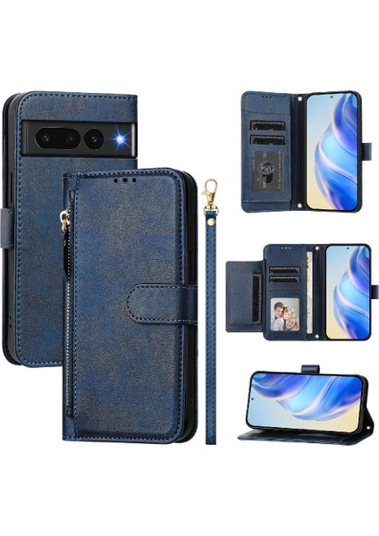 Pixel 7 Pro Premium Fermuarlı Deri Çapraz Askılı Uzun Askılı Cüzdan Kılıf Kapaklı Kartlıklı (Yurt Dışından)