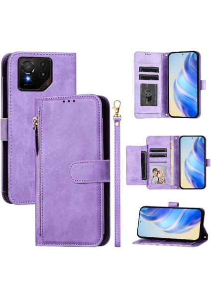 Asus Rog Telefon 9 Pro Pu Deri Manyetik Fermuar Kartı Için Flip Case (Yurt Dışından)