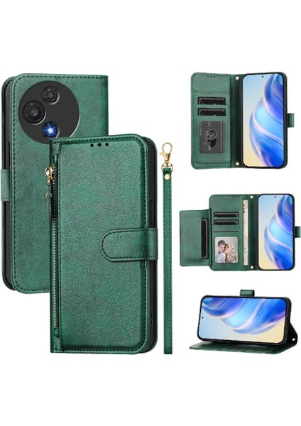 Tcl 60R Fermuar Pu Deri Manyetik Kart Tutucu Için Flip Case (Yurt Dışından)