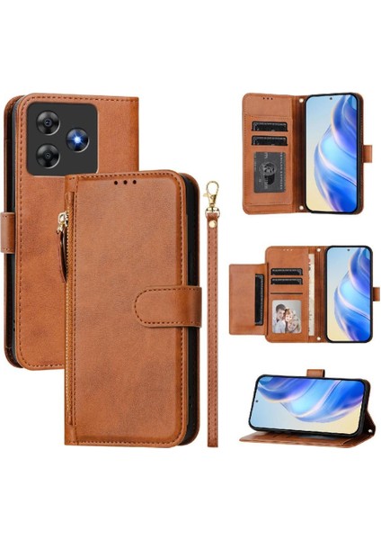 Blackview Dalga 8c Fermuar Pu Deri Manyetik Kart Tutucu Için Flip Case (Yurt Dışından)