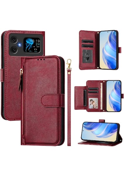 Cubot A20 Fermuar Kart Tutucu Pu Deri Manyetik Için Flip Case (Yurt Dışından)