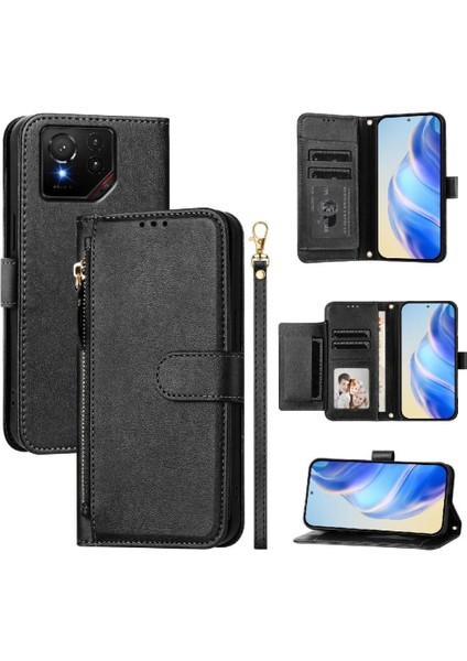 Asus Rog Telefon 9 Fermuar Kart Tutucu Pu Deri Manyetik Için Flip Case (Yurt Dışından)