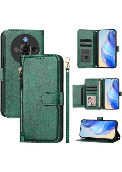 Zte Nubia Odak Pro Için Flip Case Pu Deri Manyetik Kart Tutucu Fermuar (Yurt Dışından)