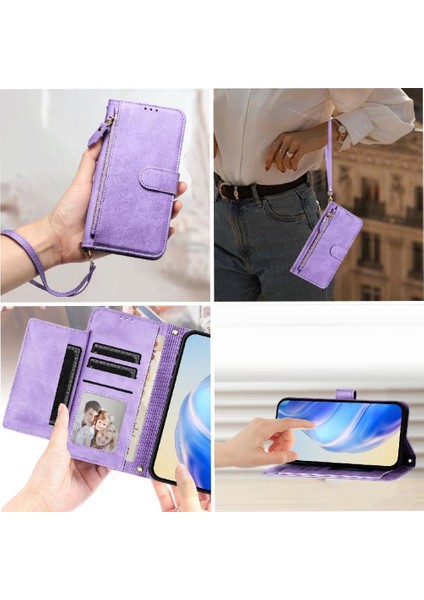 Tecno Spark 30C 5g Kart Tutucu Fermuar Pu Deri Manyetik Için Flip Case (Yurt Dışından)