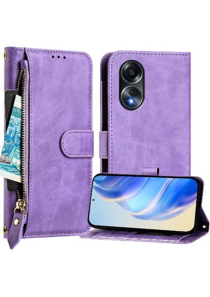 Oppo A58 4g Kart Tutucu Fermuar Pu Deri Manyetik Için Flip Case (Yurt Dışından) indirimleri