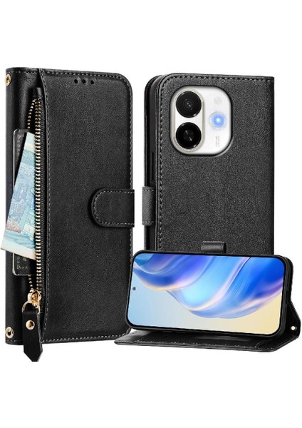 Tecno Spark 30C 5g Kart Tutucu Fermuar Pu Deri Manyetik Için Flip Case (Yurt Dışından)