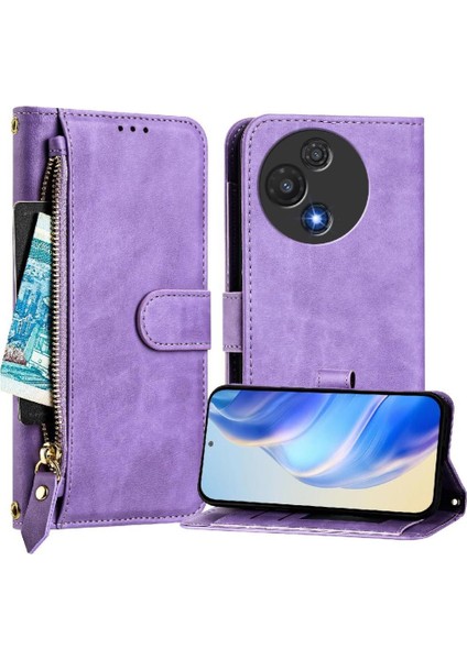 Tcl 60R Fermuar Pu Deri Manyetik Kart Tutucu Için Flip Case (Yurt Dışından)