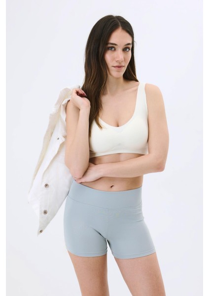 Active Kadın Yüksek Bel Şort Gri
