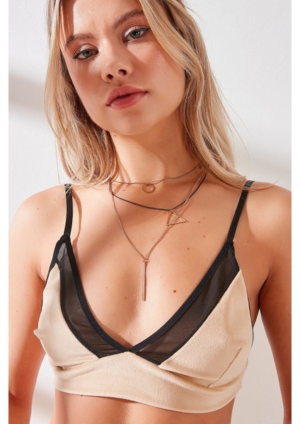 Şortlu Kadife Bralet Takım 9073 Açık Bej modelleri