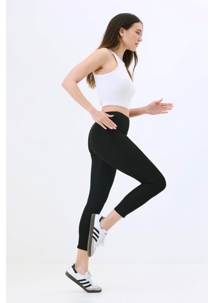 Yüksek Bel Çift Cepli Toparlayıcı Spor Tayt 9416 Siyah modelleri