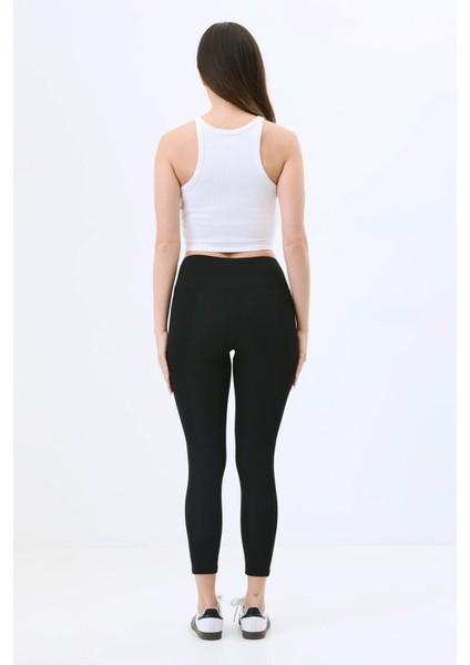 Yüksek Bel Çift Cepli Toparlayıcı Spor Tayt 9416 Siyah indirimleri