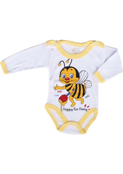 Sarı Arılı Baskılı Uzun Kollu Bebek Zıbın - 1010919