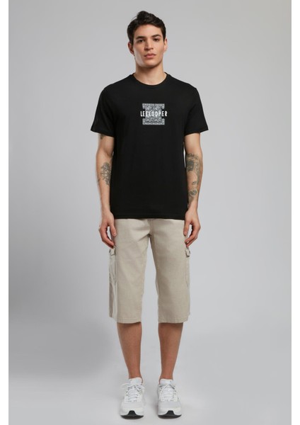 Man 1 Long Erkek %100 Pamuk Dokuma Bermuda Bej