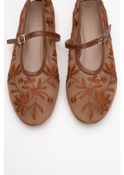 Juny Taba File Çiçek Nakışlı Kadın Babet Ayakkabı fiyatları
