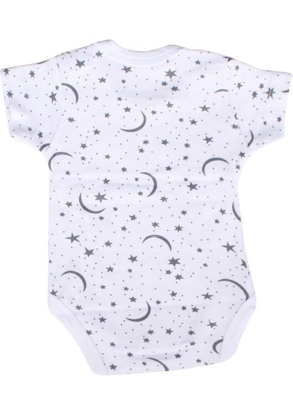 Unisex Beyaz Ayyıldız Kısakollu Zıbın - 1010947