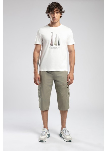 Jogger Cargo Long Erkek Dokuma Bermuda Haki