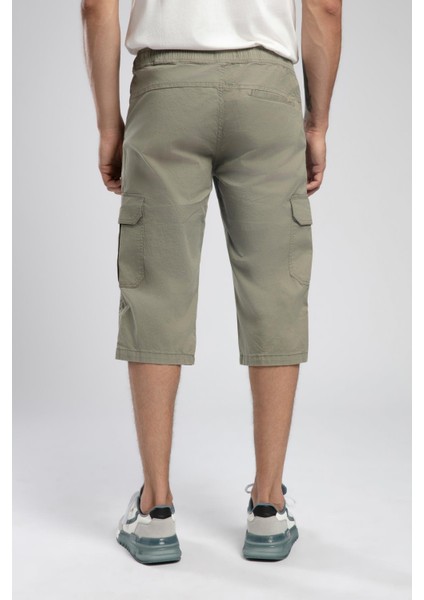 Jogger Cargo Long Erkek Dokuma Bermuda Haki