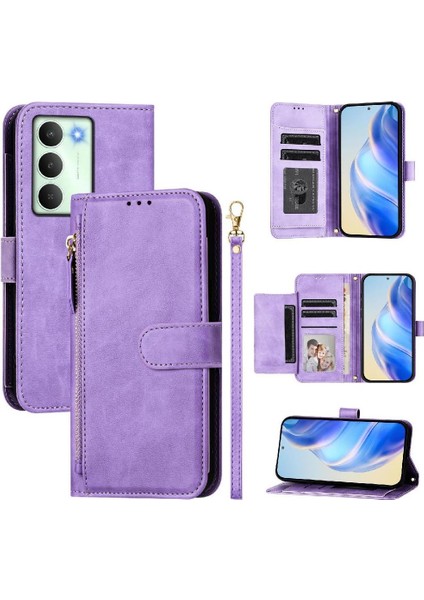 Realme C75 5g Fermuar Kart Tutucu Pu Deri Manyetik Için Flip Case (Yurt Dışından)