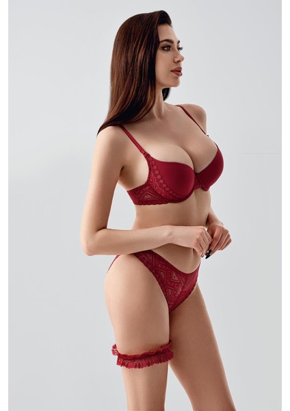 Push-Up Dolgulu Bacak Bantlı Sütyen Takım C14155 Bordo fiyatları