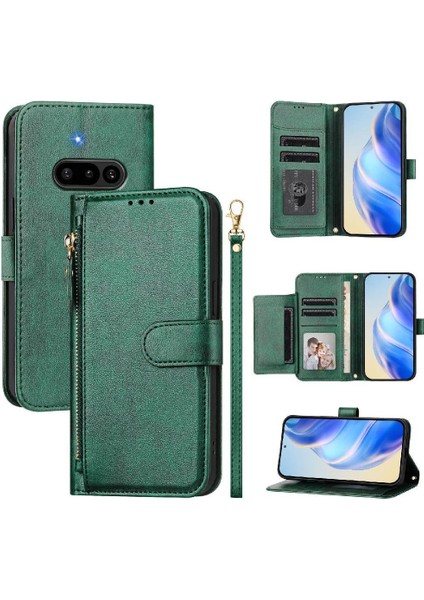 Nothing Phone 3A Fermuar Pu Deri Manyetik Kart Tutucu Için Flip Case (Yurt Dışından)