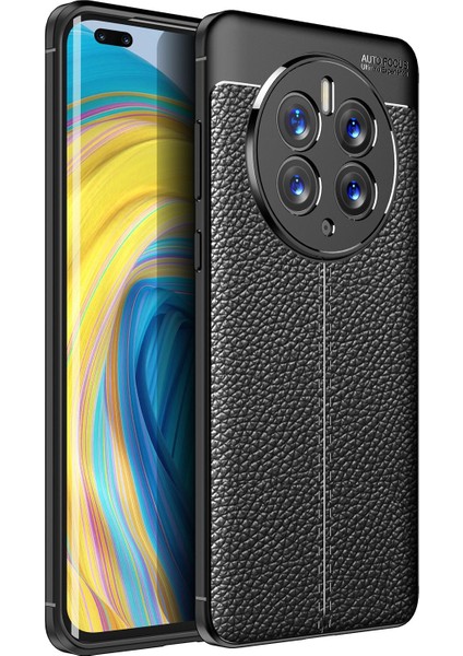 Huawei Mate 50 Pro Litchi Doku Tpu Telefon Kılıfı Hassas Kesim Kamera Koruma Kapağı (Yurt Dışından)
